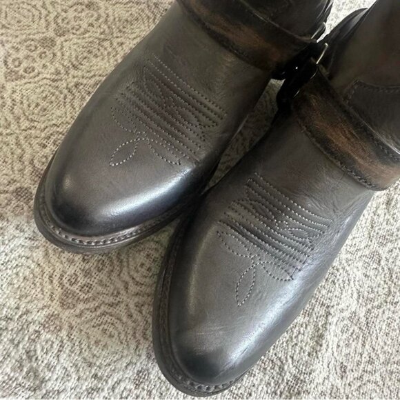 Freebird Shawna Gray Taupe Harness Western Moto Boots 9 - Picture 9 of 9